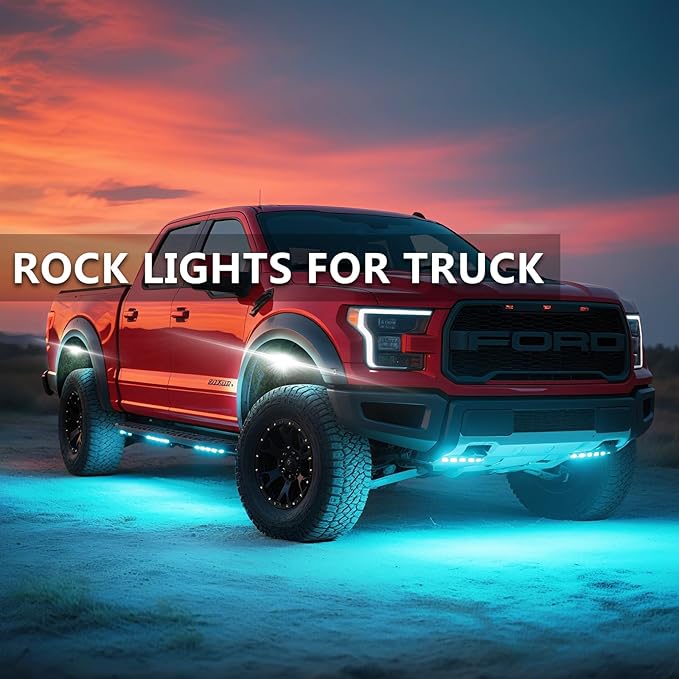 16 Pods RGBW LED Rock Lights for Trucks Offroad Pickup Trailer Sedan SUV Cars, Waterproof Multicolor Neon Underglow Kit with Bluetooth APP/RF Remote, Vehicle Accent Underbody Light Underneath 12V