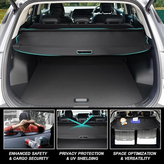 Cargo Cover for Mazda CX-5 CX5 2025-2017 Accessories Retractable Trunk Cover Security Shielding Shade Cargo Luggage Cover Trunk Privacy Protection (Carbon Fiber Texture)