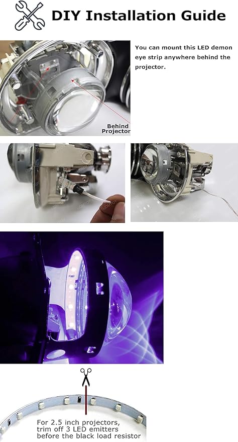 iJDMTOY Purple/Violet 15-SMD LED Accent Ambient Lighting Kit Compatible with Car Motorcycle Projector Lens Demon Eye Retrofit