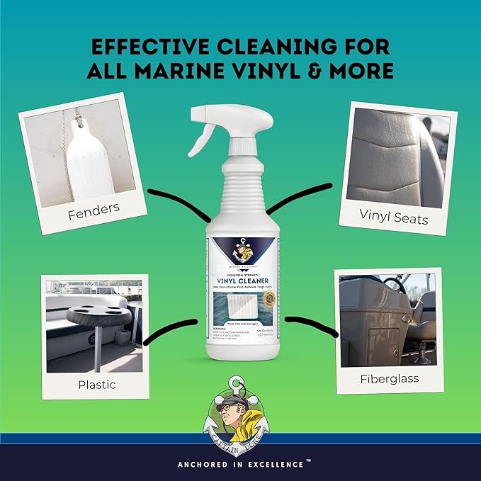 Captain Don's Industrial Strength Boat Cleaner, 32 OZ - Vinyl Boat Seat Cleaner, Boat Upholstery Cleaner, Boat Cleaning Supplies, Boat Carpet Cleaner, Deep Cleans Boat Vinyl & Removes Tough Stains