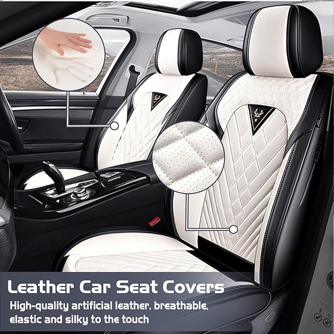 Truck Seat Covers for Toyota Tundra 2008-2026, Waterproof Premium Leather Full Coverage Car Seat Cover, Muscle Sport Style Auto Interior Seat Cover Sets (Front Set/Black White)