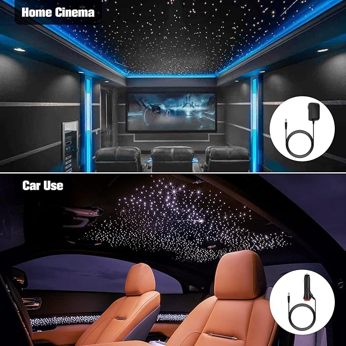 CHINLY Two-Color 1000pcs Twinkle Starlight Headliner Kit 1000 Piece Star Lights for Car,13.1ft Car Star Lights,APP RGBW Fiber Optic Lights Starlights Headliner Kit for Home Theater
