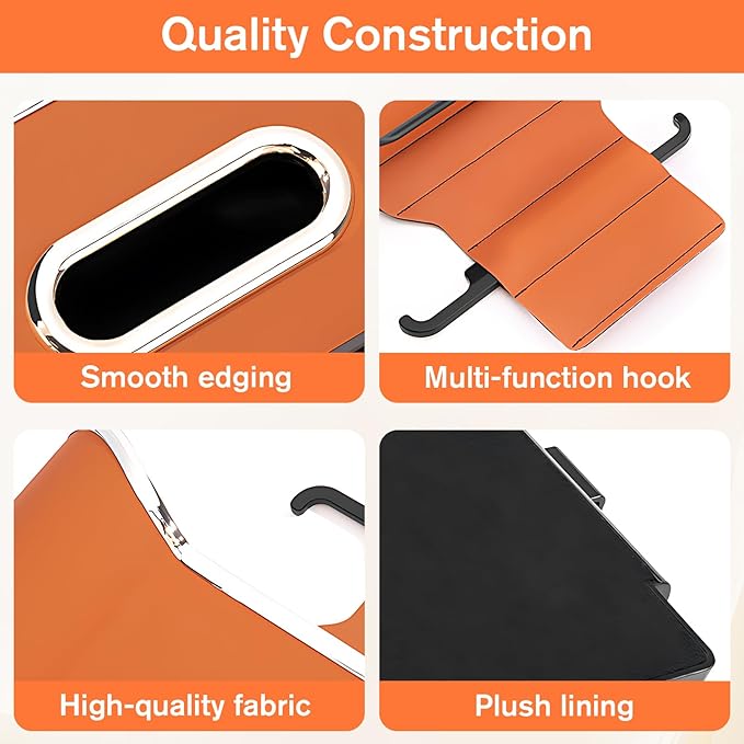 Multifunctional Car Seat Back Storage Box, Universal Car Seat Organizer, Car Seat Tissue Box and Organizer, Car Seat Paper Towel Organizer， Car Organizer with 2 Drink Cup Holders (Black)