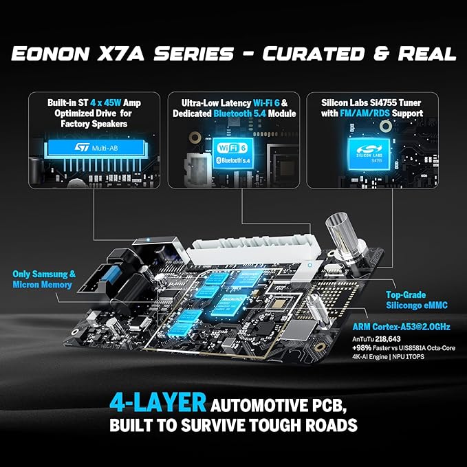Eonon 10.1 Inch Car Stereo for Chevy Chevrolet Silverado/GMC Sierra 2014-2018, 2015 Silverado Radio CarPlay & Android Auto Head Unit, Android 14 Car Radio with Bluetooth 5.4, SWC, 4+64GB - GMSX7A