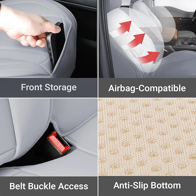 Coverland Custom Fit Car Seat Covers for SUV Compatible with [Encore GX, Envision, SRX, XT4, XT5] Premium Water Resistant Leather Non-Slip Interior Protector [Full Set Gray - Size Chart X53]