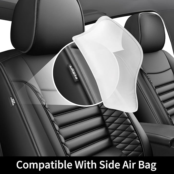 Fit Tucson Car Seat Covers for Hyundai Tucson 2010-2024 2025 2026 - Upgraded Premium Waterproof & Breathable Leather, Airbag Compatible, All-Weather Seat Cushion Protector (Full Set, Black)