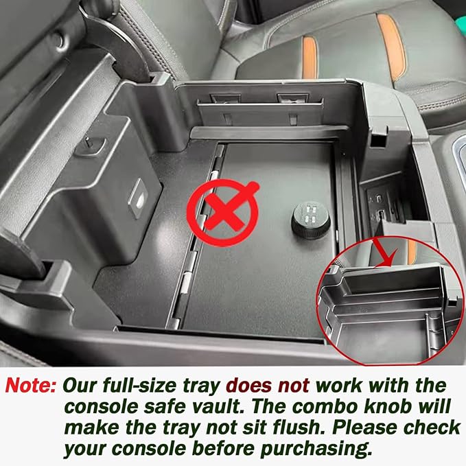 TOPINSTALL 4 Compartments Full Size Tray Compatible with 2019-2022 GMC Sierra Chevy Silverado 1500 and 2020-2023 Silverado/Sierra 2500HD 3500HD Full Console w/Bucket Seats ONLY