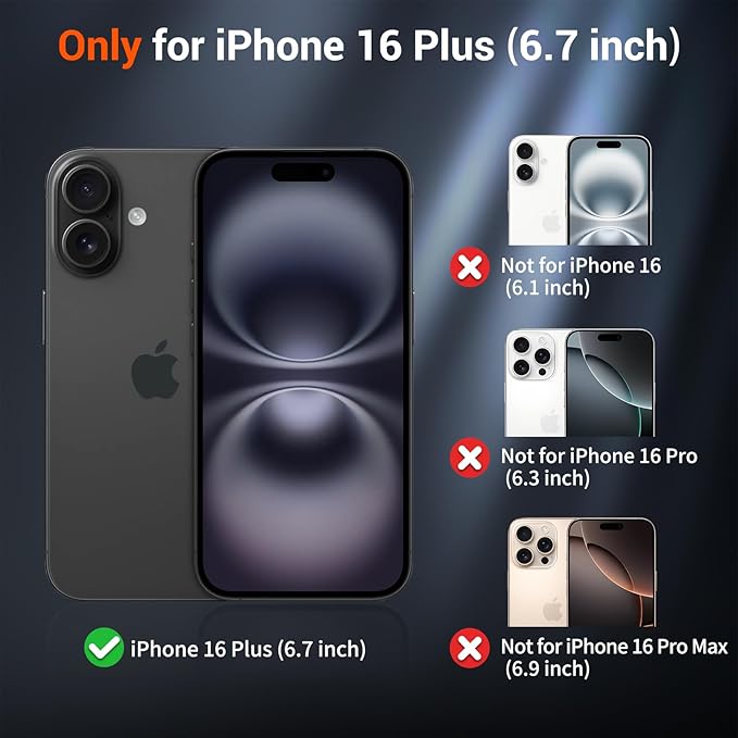 SUPFINE Magnetic for iPhone 16 Plus Case(Compatible with MagSafe)(Military Grade Drop Protection) Slim Translucent Matte Shockproof with Anti-Fingerprint Phone Case,Dark Purple