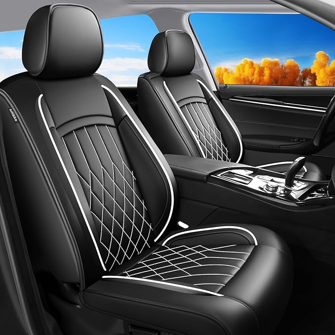Fit TLX Car Seat Covers for Acura TLX 2014-2026 - Premium Leather, Waterproof, All-Weather, Airbag Compatible, Breathable, Easy Install, Seat Protectors, Only 2 Front seat Covers, Whiteline