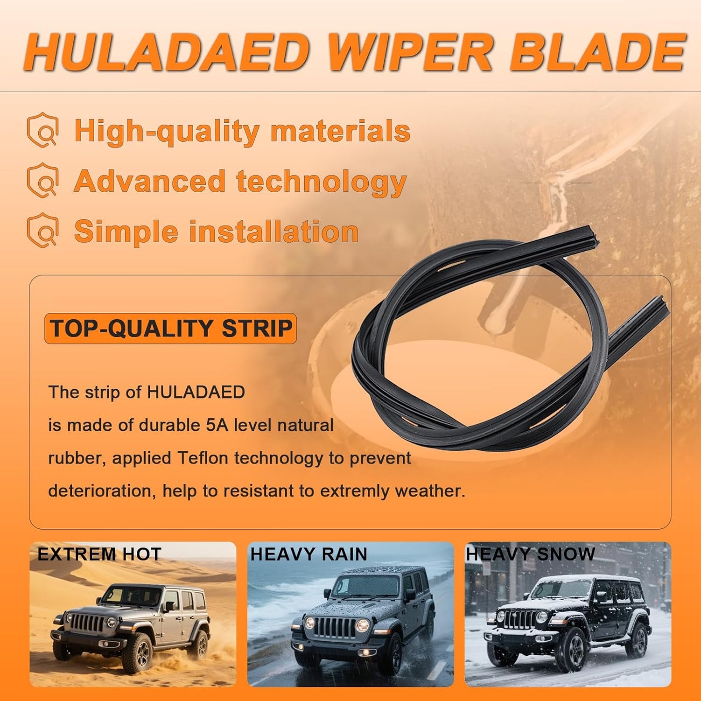 HULADAED® 28'' 20''16'' Windshield Wipers Replacement for Toyota Sienna 2020-2011,Silicone Front Rear Wiper blades for MY Car-All Weather & Quiet(3 PACK)
