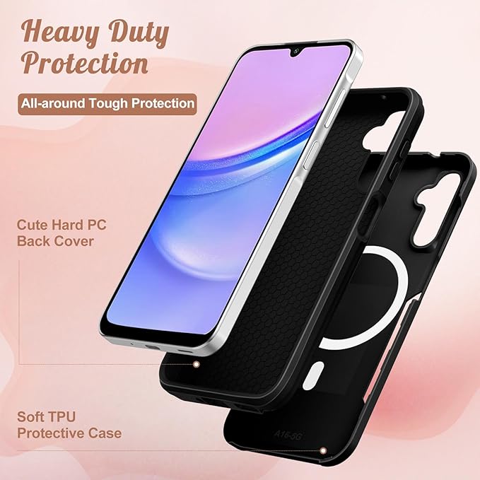 for Samsung Galaxy A16 5G Phone Case - Compatible with MagSafe Women Girls Cute Magnetic Protective Cover Girly Kawaii Mushroom Flower Heavy Duty Shockproof Design for Samsung A16 5G Case