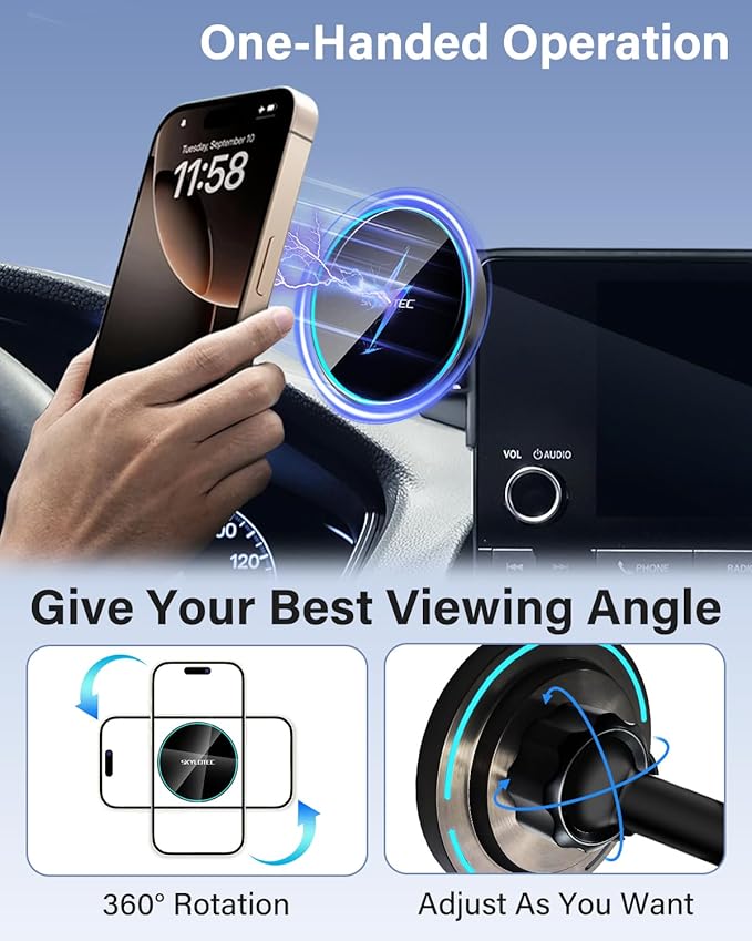 SKYLOTEC Phone Mount for Honda CR-V CRV 2017-2022 Accessories 5/7-Inch Screen Fixed Clip, Car Magnetic Phone Holder Compatible with MagSafe, Magnets Fast Wireless Charger CR V Cell Phone Holder