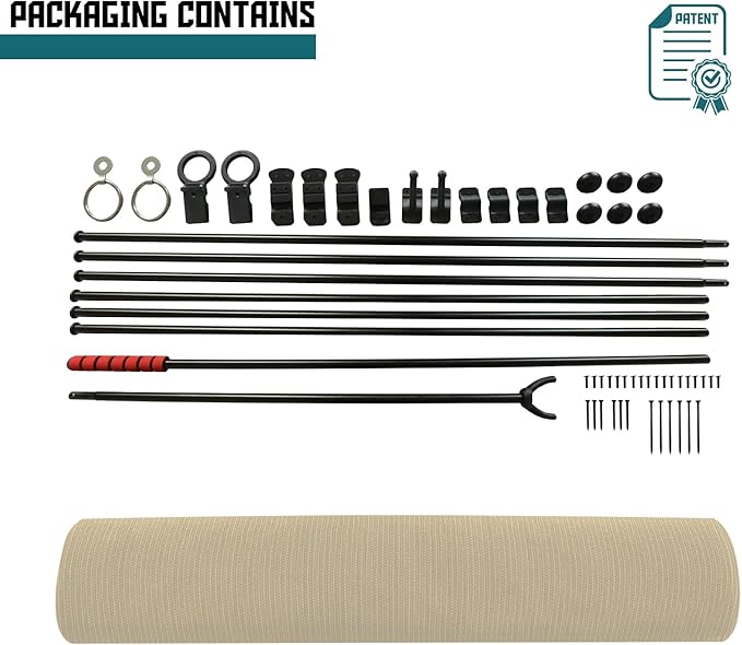 Bynbbur 4'W x 11.5'H Outdoor Patio Shades Foldable Roller Blinds, 220 GSM Sun Shade Roll Up Porch Screens Exterior Shade Cloth for Deck Pergola Backyard, Beige