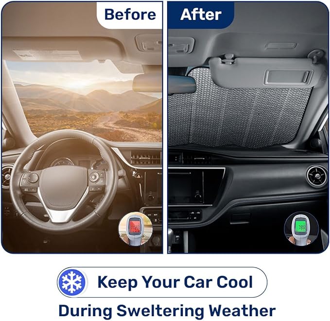 GENANY Hippie Here Comes The Sun Windshield Sun Shade for Car SUV Truck (55x30 Inches), Sun Shade Windshield for Windows, Protector Blocks UV, Car Decor