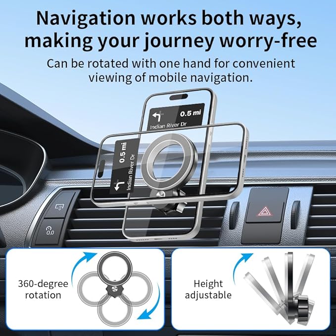 Car Magnetic Phone Mount for 2026 Toyota RAV4 Hybrid [XSE/Limited] and RAV 4 Plug-in Hybrid：[XSE/GR Sport] Auto Accessories Best Cellphone Holder Cell Phones Navigation Charging Screen Stand