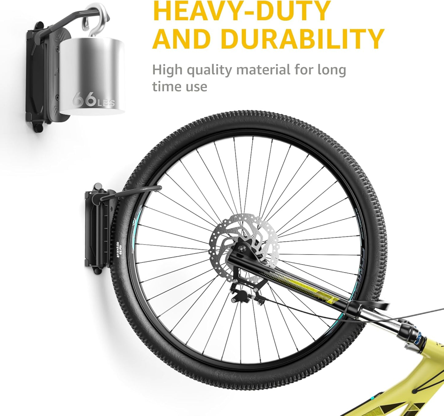 monTEK Swivel Bike Wall Mount – 2 Pack Garage Bike Hanger & Space-Saving Vertical Bike Rack for Garage & Apartment, Sturdy Bike Storage Hook Holds 66 lbs, Easy Installation & Scratch-Proof Design