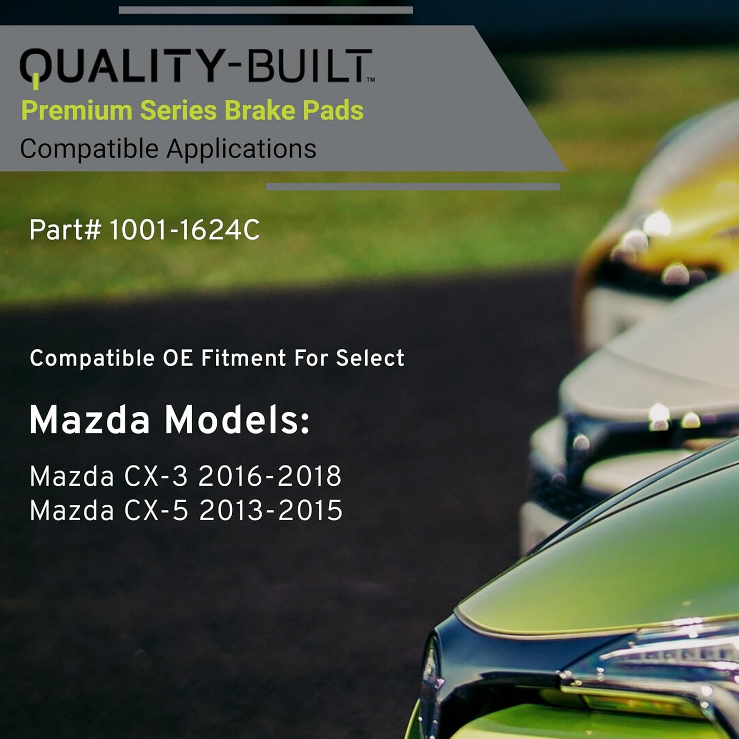 Premium Ceramic Rear Brake Pads (1001-1624C) Compatible with Mazda CX-3 2016-2018, Mazda CX-5 2013-2015