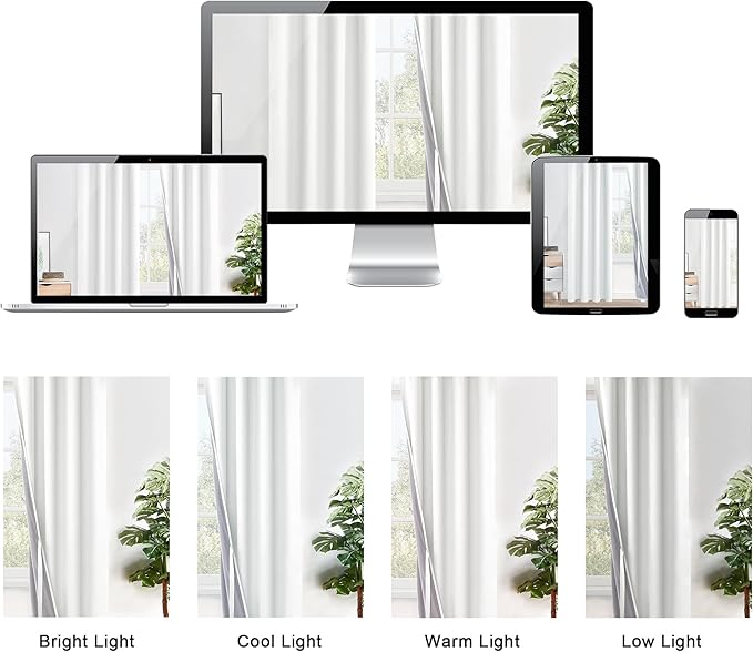 XWZO 100% Blackout Curtains 54 Inches Long with Tiebacks- Heat and Full Light Blocking, Thermal Insulated Window Panels with Grommets for Bedroom/Nursery/Office, Ivory, W52 x L54, Set of 2 Draperies