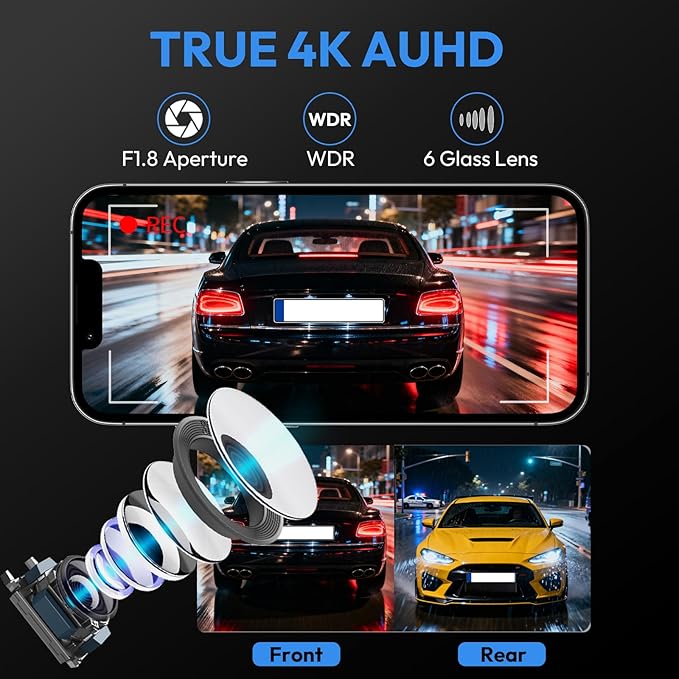 4K Dash Cam for Cadillac Lyriq 2023 2024 2025,OEM-Look,2160P UHD Video,Built-in WiFi & APP,Loop Recording,G-Sensor,Plug & Play,64GB Card