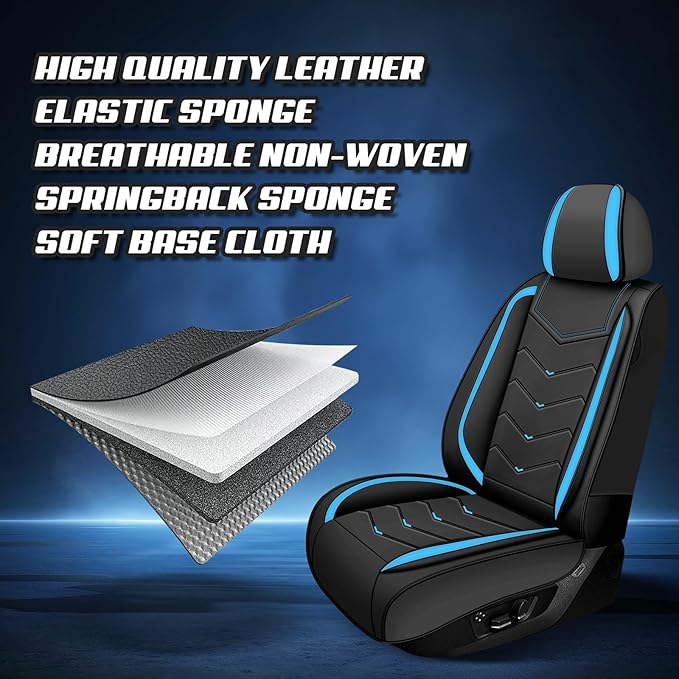 Car Seat Covers for Lexus ES 350 2007-2026, Premium Nappa Leather Car Seat Cover, Stylish Sport Seat Covers， Automobile Seat Cover Sets.(Standard 5 Seats/Black Blue)