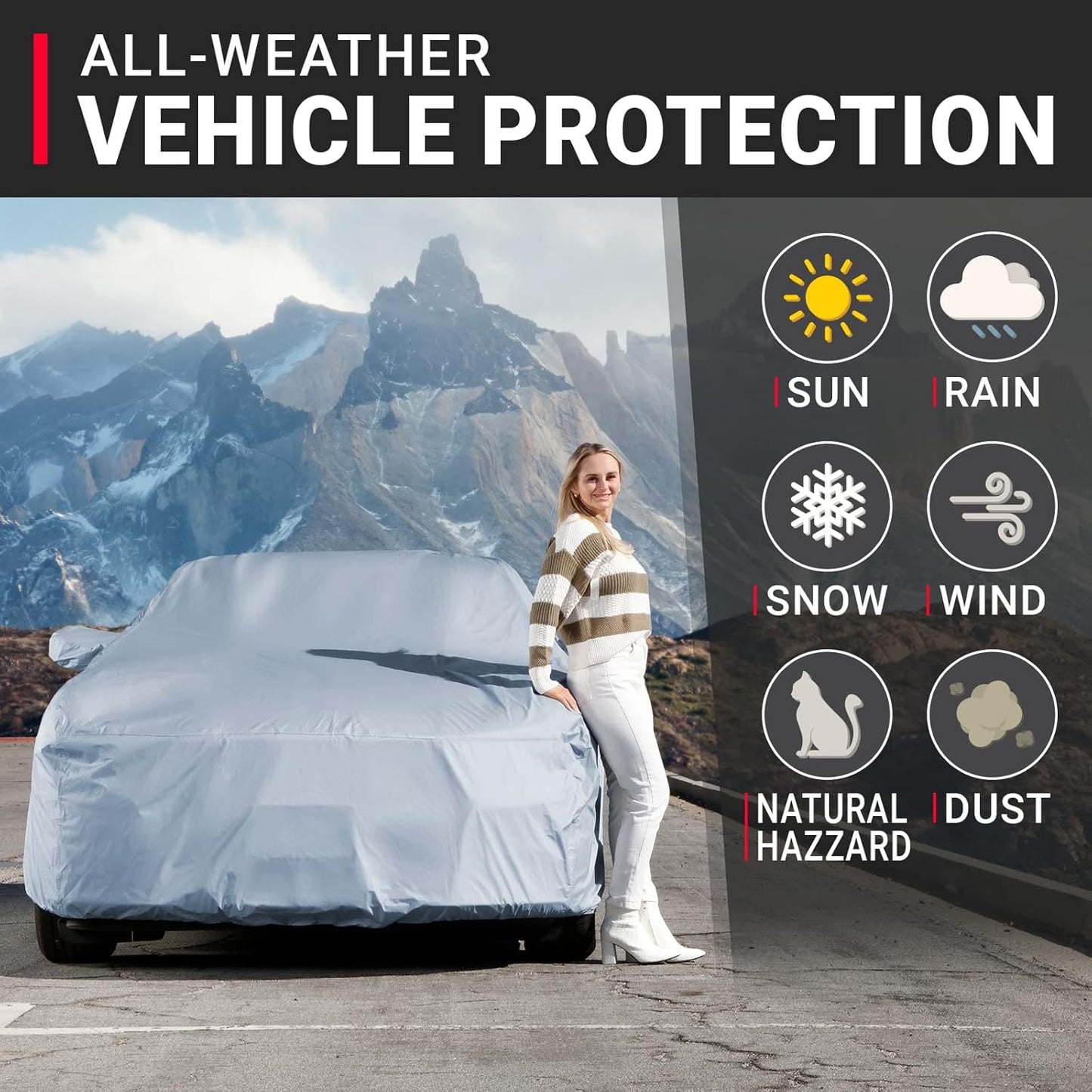 iCarCover Premium Car Cover for 2011-2021 Chevy Volt Heavy Duty Waterproof All Weather Automobiles Custom Fit Indoor Outdoor UV Snow Protection Covers with Straps and Bag