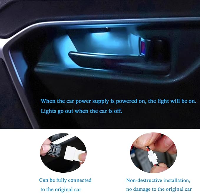 Door Bowl Light Fit for Toyota RAV4 2022 2023 2024 Inner Door Handle Accessories Bowl Shape LED Light Ambient Light Interior 4 pcs (Ice Blue)