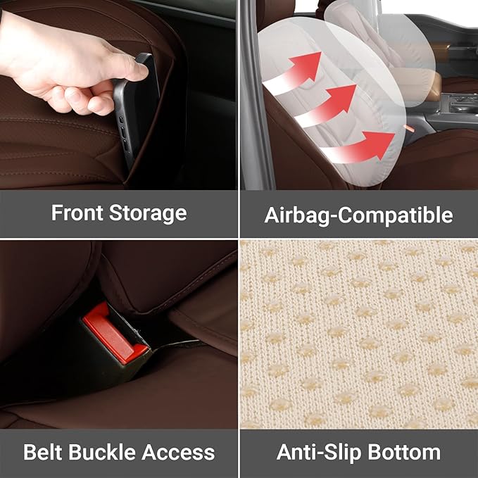 Coverland Custom Fit Car Seat Covers for SUV Compatible with [2024-2026 X2, 2020-2025 Defender 110] Premium Water Resistant Leather Non-Slip Interior Protector [Full Set Dark Brown - Size Chart X59]