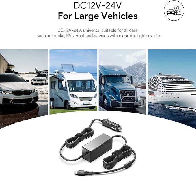 HKY Laptop Car Charger USB C PD 100W 95W 90W 65W 45W DC Adapter for Lenovo Thinkpad/Yoga/IdeaPad,Dell Latitude/XPS,LG Gram,MacBook Pro/Air,HP Spectre/Elitebook,Surface,Acer,Asus,MSI,Chromebook Charger