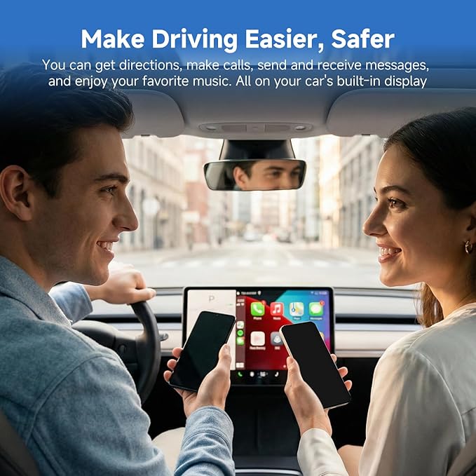 Type-C 2-in-1 Wireless CarPlay & Android Auto Adapter, Metal USB-C Mini Plug & Play Car Play Dongle, Converts Factory Wired Connection to Wireless for Car 2016+, OTA, No Lag for iPhone & Android Phone