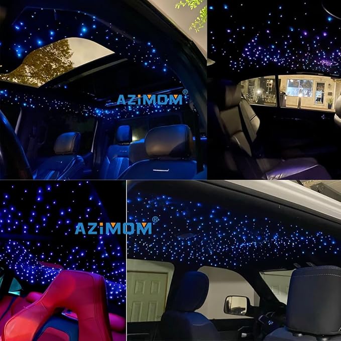AZIMOM LED Bluetooth 16W RGBW Fiber Optic Light Star Ceiling Kits 150pcs 0.03in 6.5ft Sensor Music Mode Remote/APP Control Car Use Home Headliner Lighting Decoration