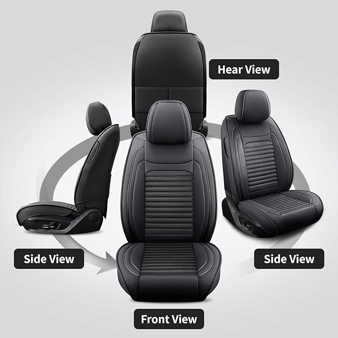 Front Seat Covers Fit for Toyota Camry 2001-2026, Car Seat Covers Front Seats, Breathable Faux Leather Automotive Seat Covers Front Pair Anti-Slip Seat Cover(Black, Front)