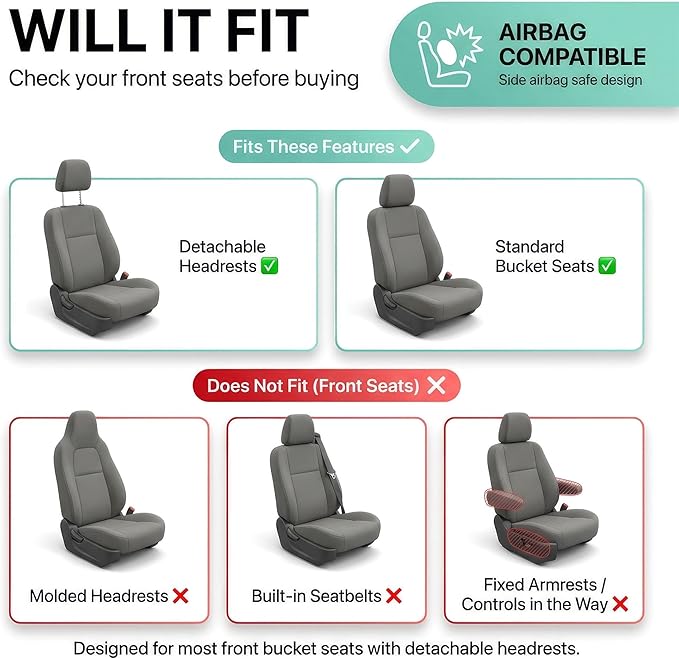FH Group Automotive Car Seat Covers Front Set Premium 3D Air Mesh Front Seat Covers, Airbag Compatible Universal Fit Interior Accessories for Cars Trucks and SUVs - Mint