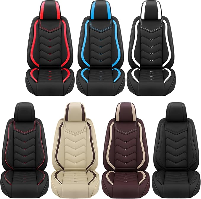 Car Seat Covers Fit for Toyota rav4 2000-2026, Stylish Sport Seat Covers, Waterproof Wear-Resistant Premium Nappa Leather Car Seat Cover.(Full Set/Black)