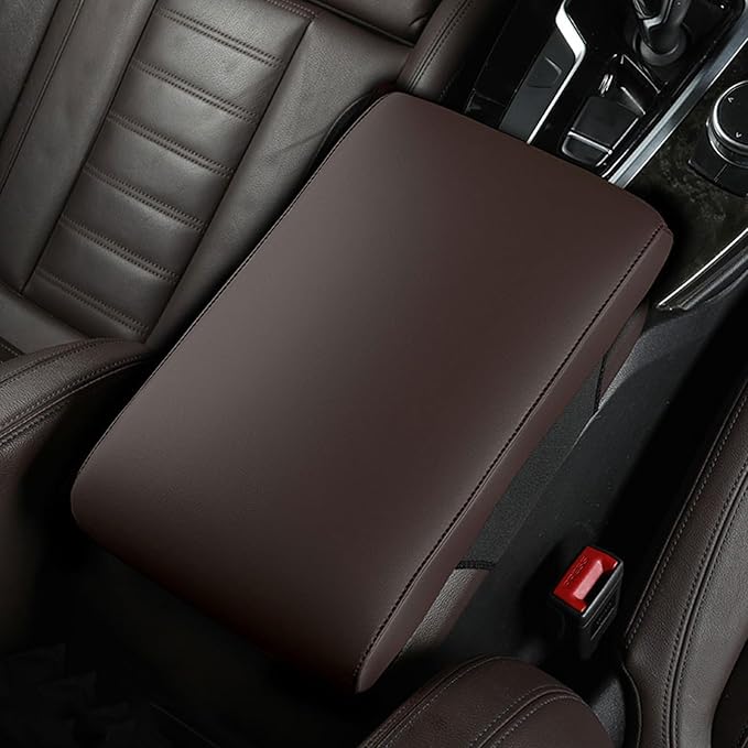Car Armrest Cover Pad for Hyundai Elantra 6.Generation (AD) 2015-2020 Premium Leather Center Console Armrest Cushion Pad Anti-Scratch Waterproof Auto Interior Accessories Dark Brown