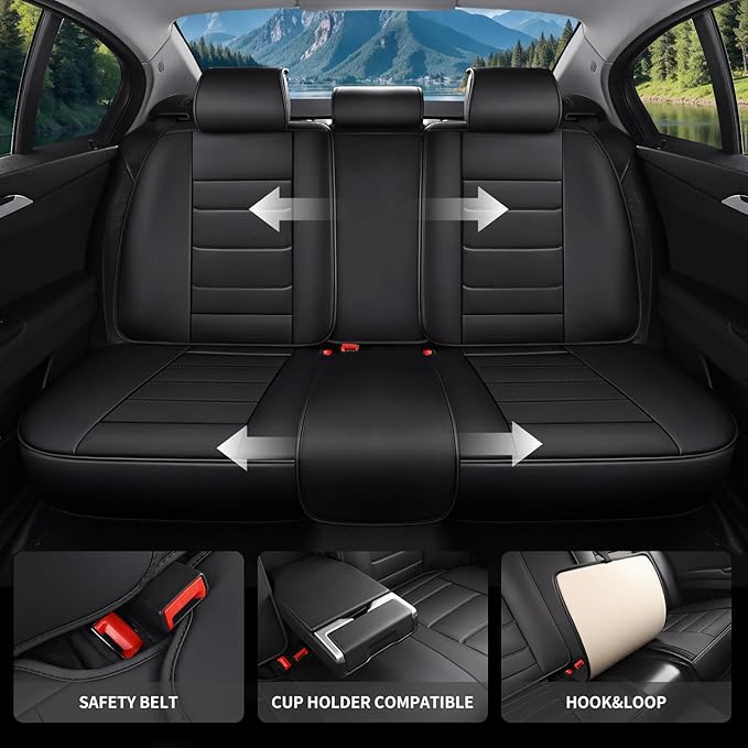 Car Seat Covers Full Set Custom fit for Chevy Trax 2015-2025 - Luxurious Faux Leather with Lumbar Support, Breathable, Anti-Skid, Durable & Comfortable (Black,Full Set)