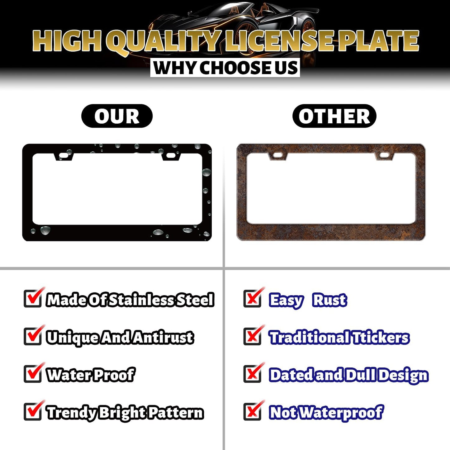Ethnic Tribal Texture License Plate Frame Boho License Plate Holder Stainless Steel Funny Colorful Car Accessories Decoration 6.3" X 12.3" with 2 Holes Screws