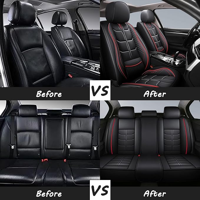 Leather Car Seat Covers Fit for Toyota Highlander 2001-2024, 5 Seater Car Seat Cover, Premium Waterproof, Scratch Resistant Car Interior Accessories (Full Set Coffee)