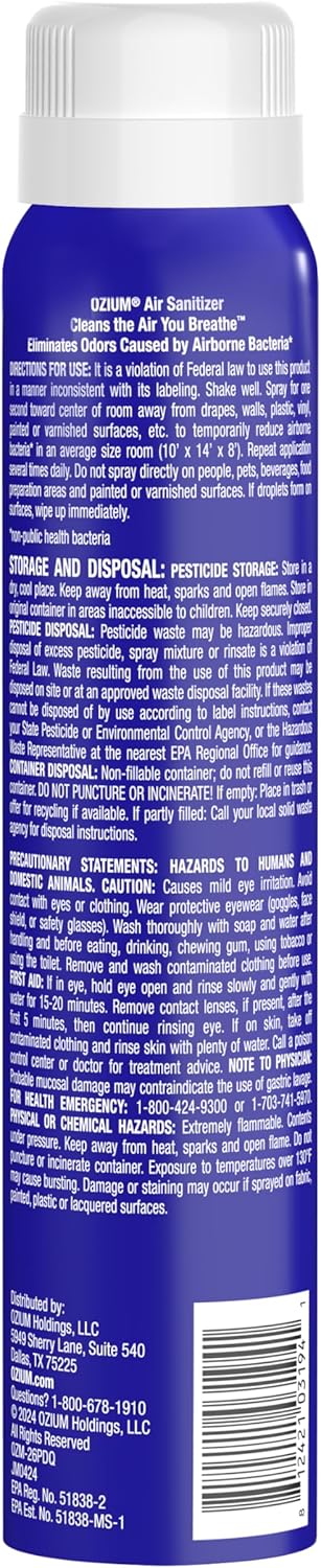 Ozium 3.5 Oz. Air Sanitizer & Odor Eliminator for Homes, Cars, Offices and More, Carbon Black Scent, 4 Pack