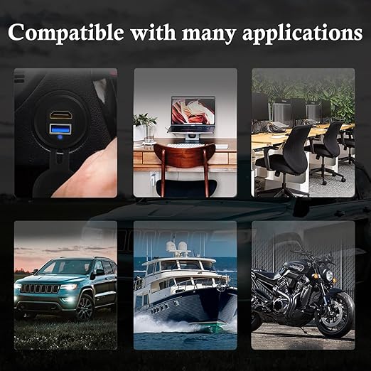 BATIGE USB 3.0 & HDMI to HDMI + USB 3.0 Car Mount Flush Cable, Alloy Shell Dash Panel Extension Cable with LED Indicator for Car Boat Motorcycle 1ft