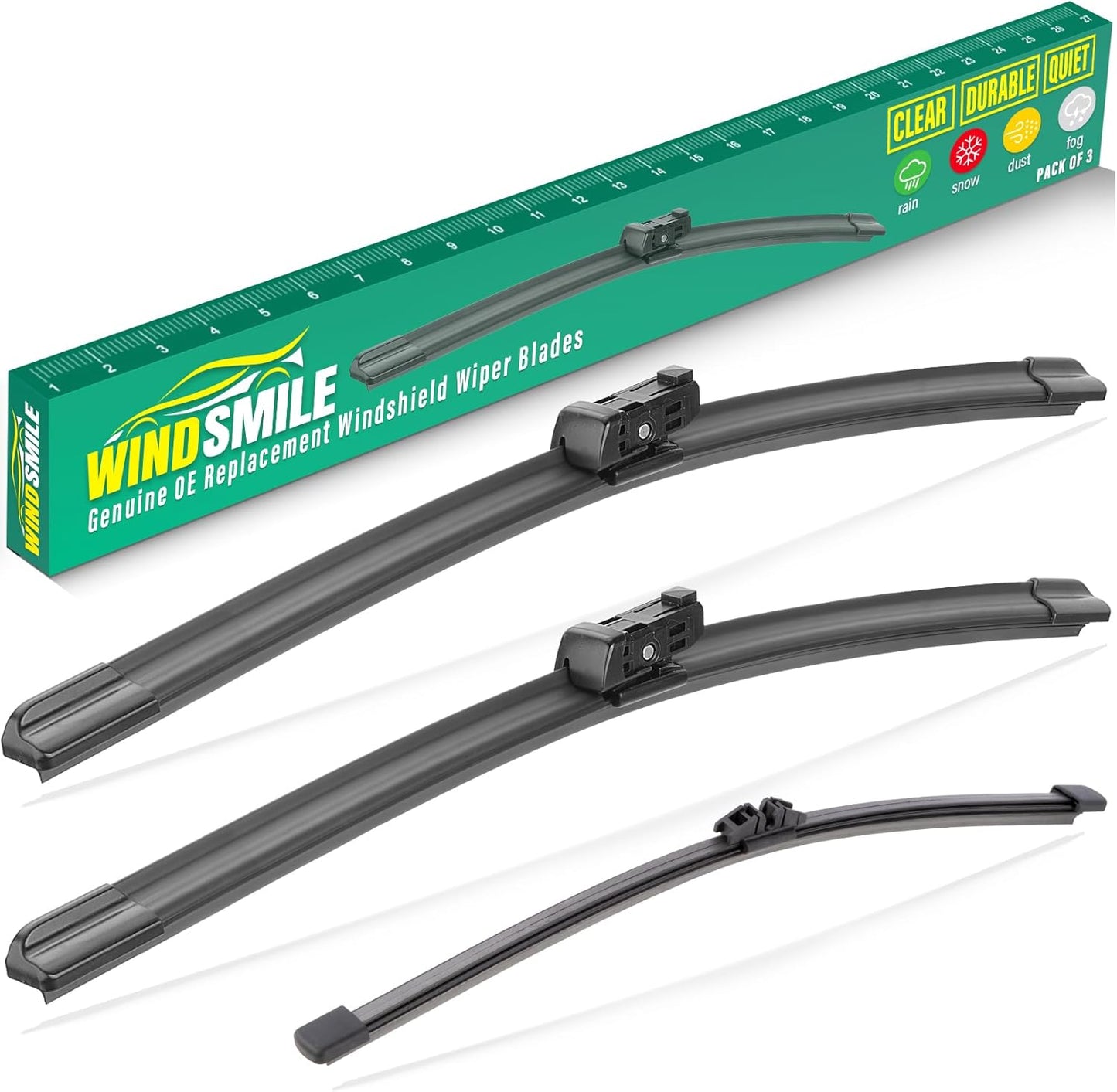 24" 20" 14" Windshield Wiper Blades Replacement for Volvo XC40 2019 2020 2021 2022 2023 2024 / XC 40 Recharge 2021-2024 / V90 Cross Country 2017-2024 Premium All Weather Front Rear Wipers-(Pack of 3)