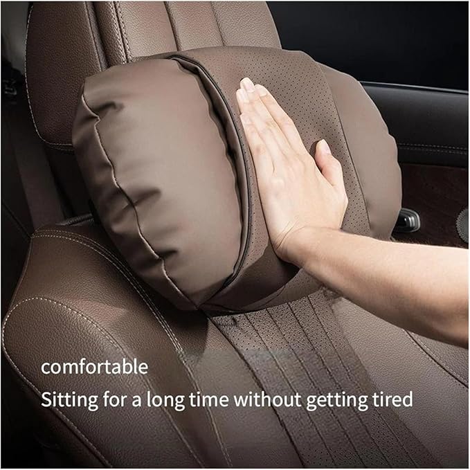 1/2PCS PU Leather Car Neck Pillow & Lumbar Support Cushion, Breathable Universal Seat Headrest Waist Pad, Soft Support Cushion for Daily Driving and Travel(E Style backrest)