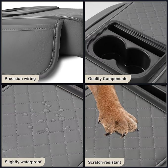 Center Console Cover Fit for Avalon Faux Leather Car Armrest Cushion with Storage Bags, Cup Holder ＆ Phone Storage Multifunctional Middle Console Cover(Grey)