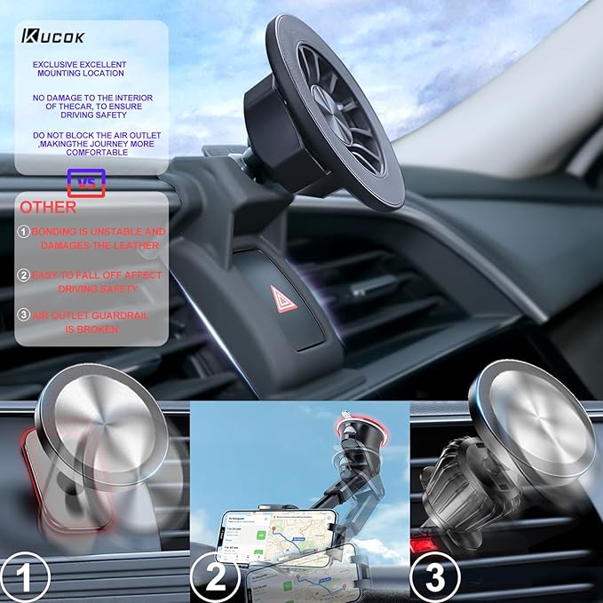 for MagSafe 4runner Phone Mount, Exclusive Fit for 2024-2010 Toyota 4runner, Fit for MagSafe iPhone 17/16/15/14/13/12/Mini Series, Super-Strong Magnet for Toyota 4runner Accessories