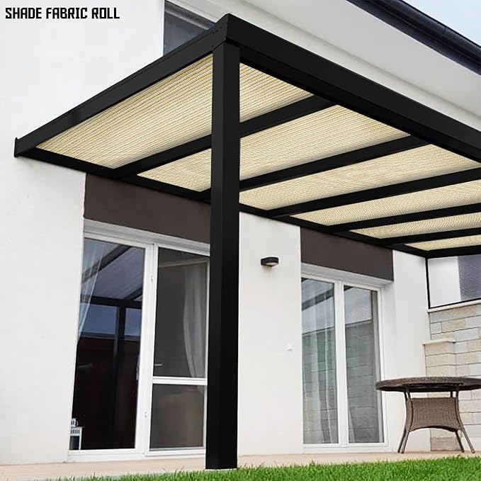 TANG Sun Shade Fabric Roll 8'x62' Shade Cloth for Garden Beige HDPE Mesh Shading Pergola Cover Replacement Canopy, 95% Blockage Sunshades for Outdoor Patio Backyard Plant