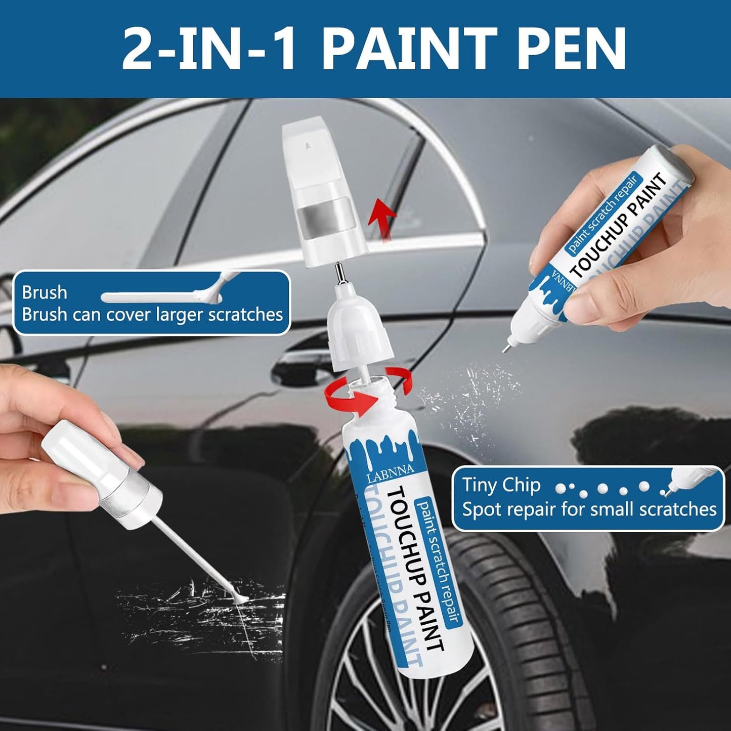 Lakeshore Blue Metallic(GXP/WA136H) Touch Up Paint for Chevrolet-Exact Match 2 in 1 touchup Paint Pen for Chips and Nicks Repair Car Paint Scratch Repair Kit