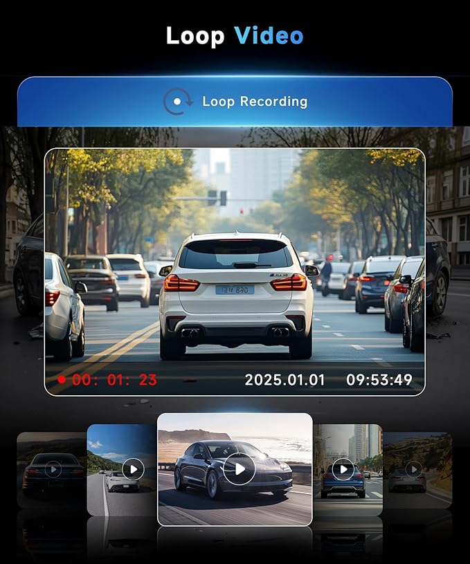 360° Dash Cam Front and Rear Inside Left Right, 3 Inch 4 Channel FHD 1080P Dash Cam for Cars, IPS Dashcams with Night Vision, Loop Recording, 24H Parking Mode Monitor, Reverse View