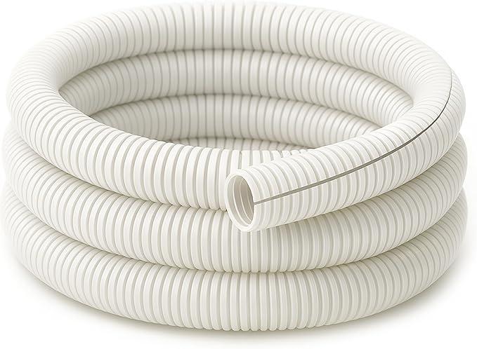 Electriduct Split Wire Loom Tubing Polyethylene Corrugated Flexible Conduit - 1.5" Nominal Size - 100 Feet - White