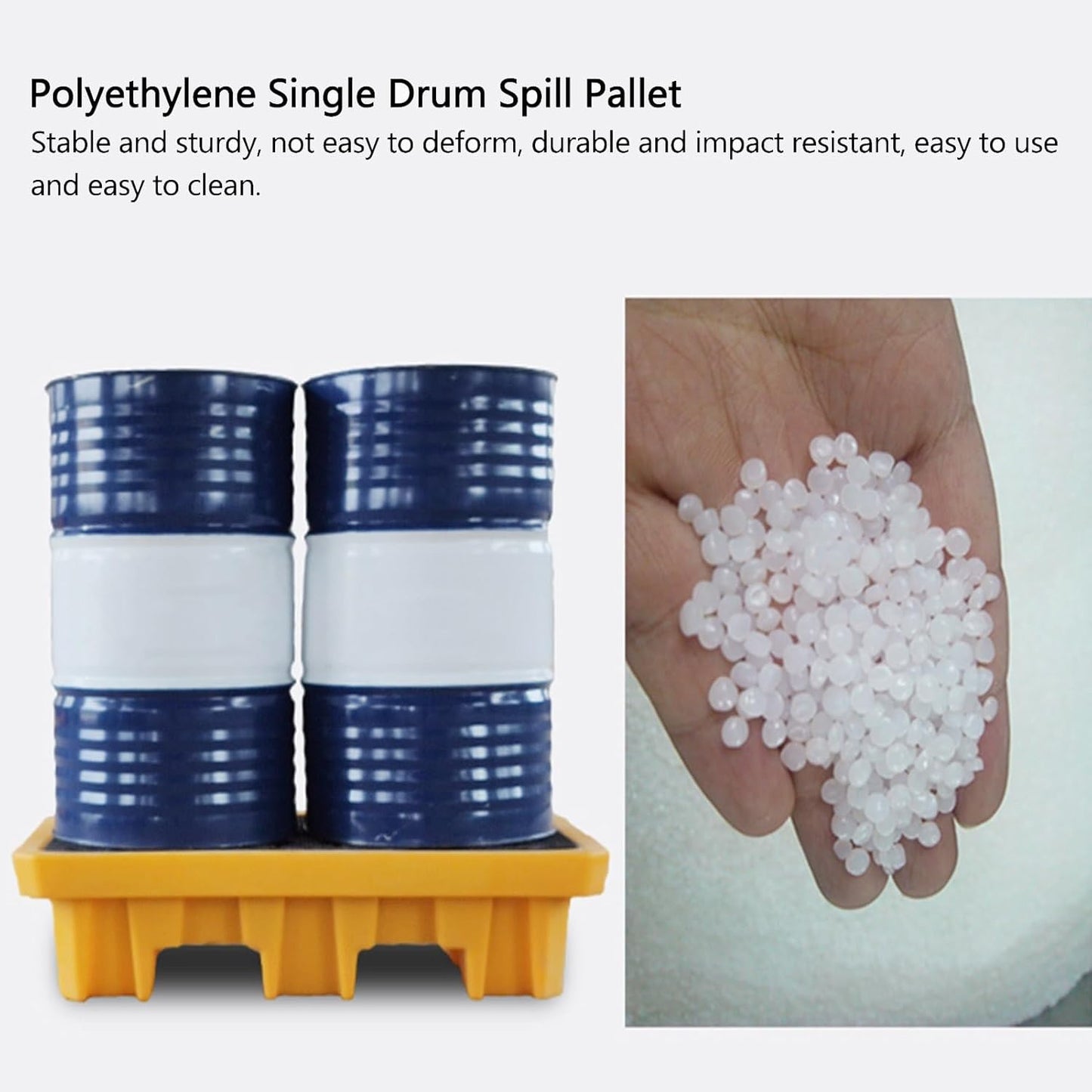 2 Drum Containment Spill Pallet, Polyethylene Low Profile Paint Bucket Tray, Industrial Garage Storage Detachable Shipping Leakproof Platform (Color : Yellow-1 Pack, Size : 19.3"x14"x3.7")