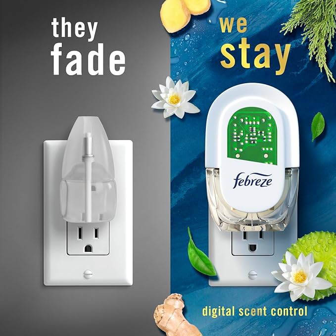 Febreze Origins Fade Defy PLUG Air Freshener & Odor Fighter, Ocean, (2) .87 fl. oz. Oil Refills