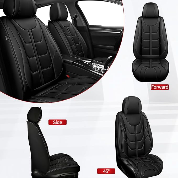 TTX LIGHTING Car Seat Covers fit for Toyota Prius 2003-2015 Front Seat: Premium Leather Automotive Seat Cover with Airbag Compatible Waterproof (2 Seats, Black)